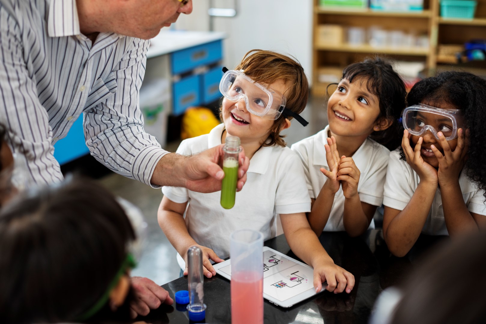 Students participating in classroom learning